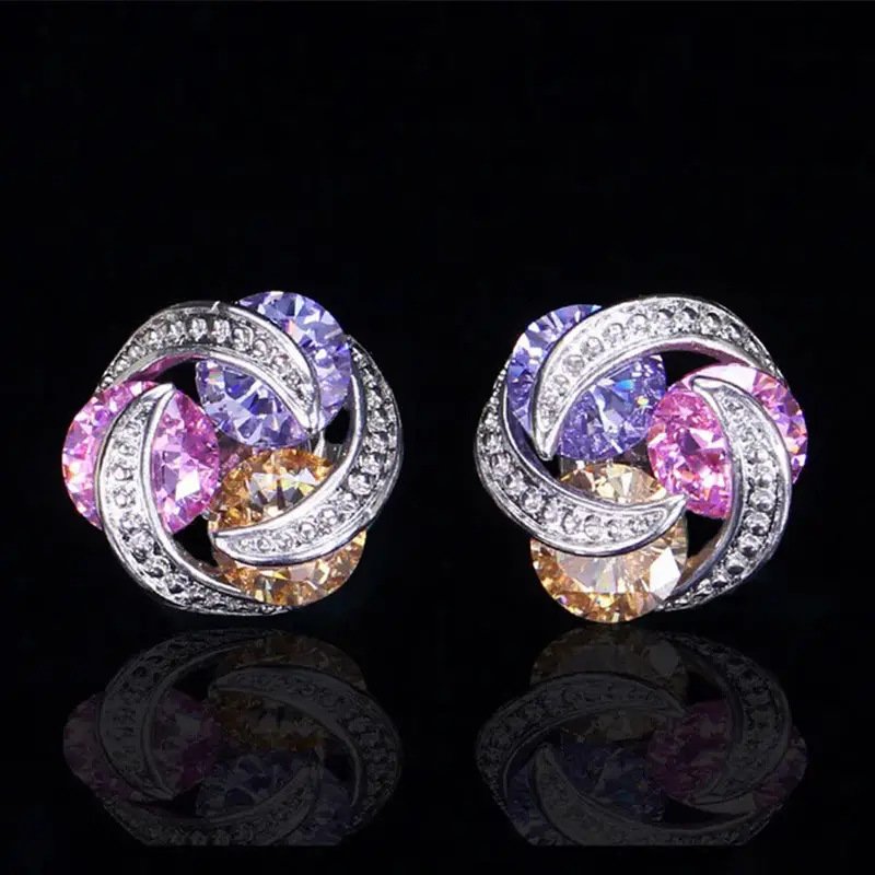 Zircon Stud Earrings Mix Color Women's Daily Wear — feature 6