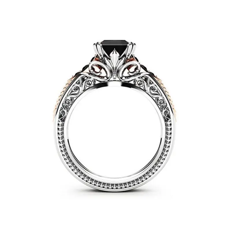 European American Women's Black Square Zircon Ring with 8 Claws — feature 4