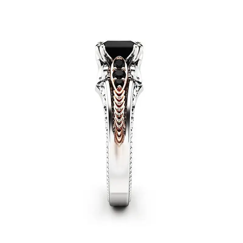European American Women's Black Square Zircon Ring with 8 Claws — feature 5