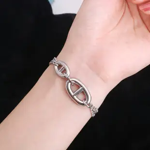Titanium Steel Men Women Chain Bracelet Retro Spliced — feature 7