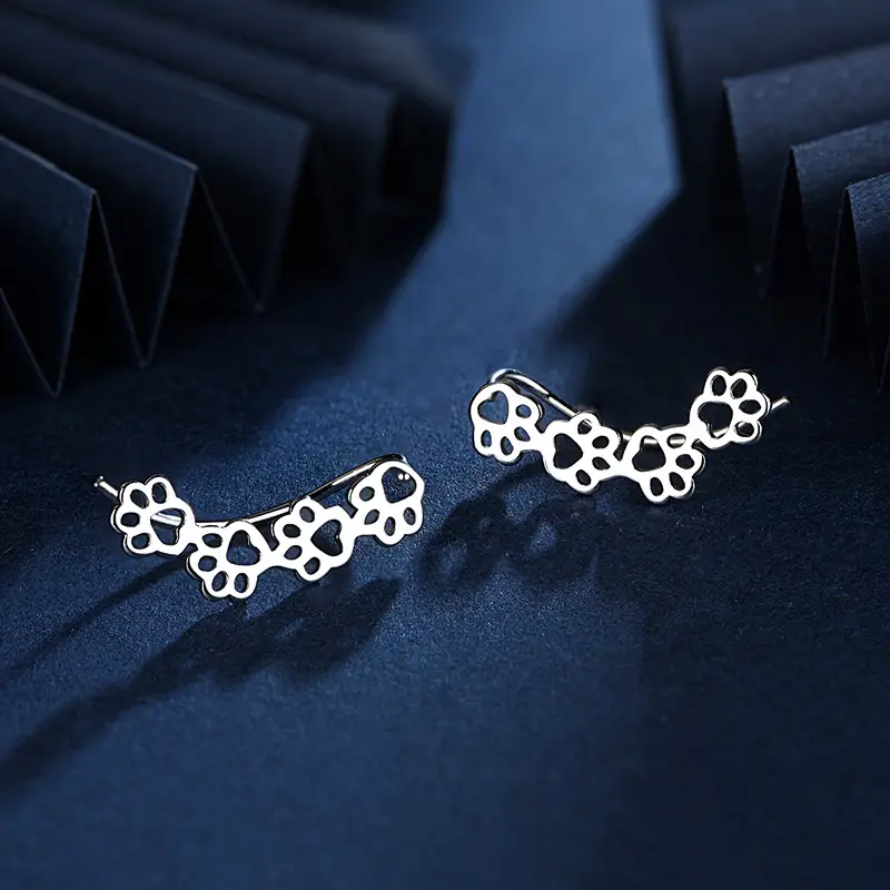 Cat Print Cat Ear Bone Clip Earrings for Women