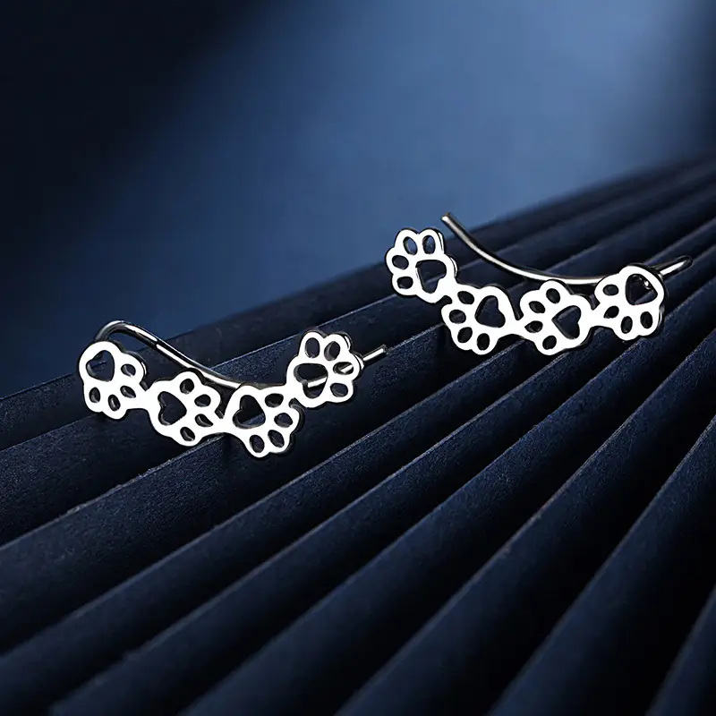 Cat Print Cat Ear Bone Clip Earrings for Women