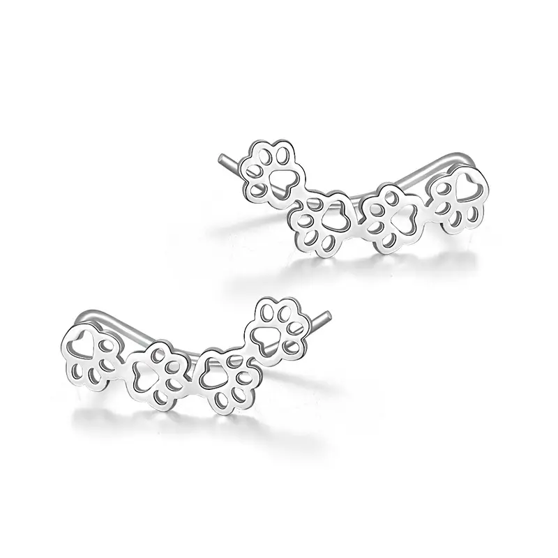 Cat Print Cat Ear Bone Clip Earrings for Women