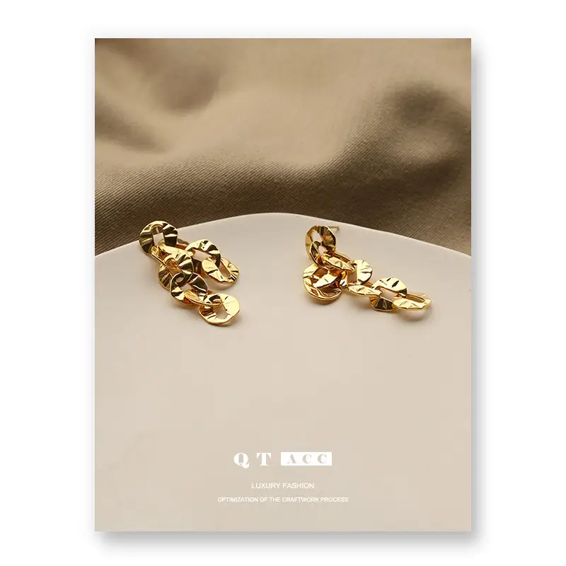 Real Gold Brass Earrings for Women European Style