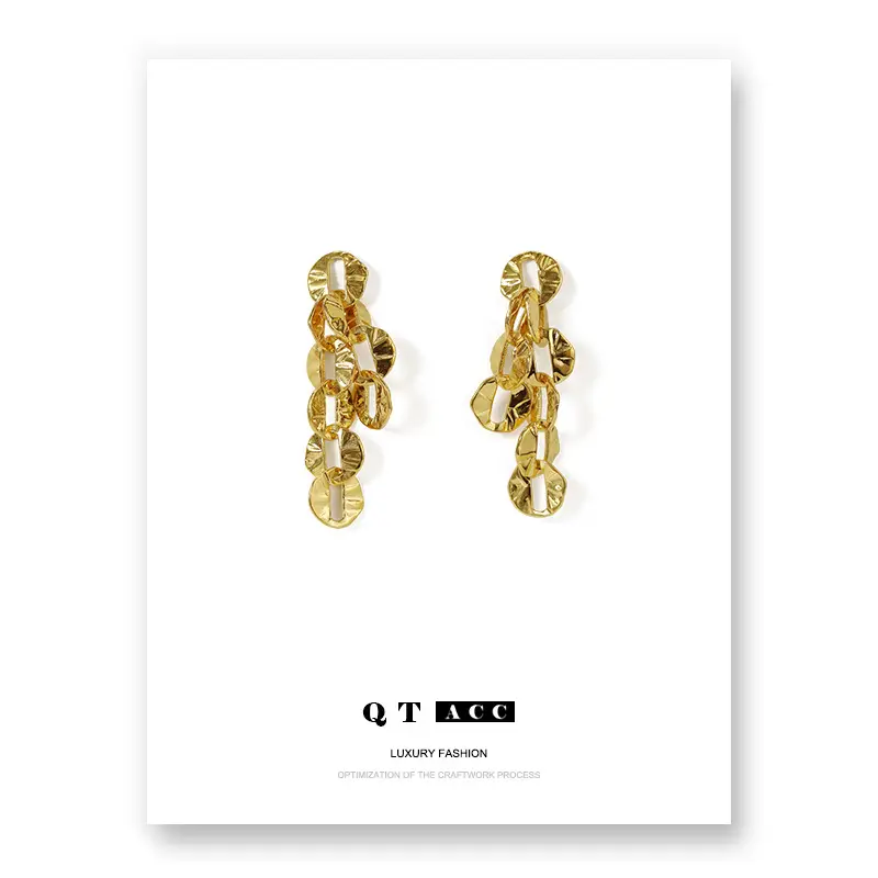 Real Gold Brass Earrings for Women European Style