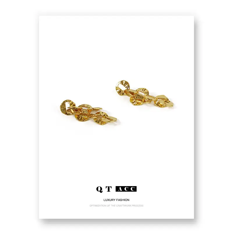 Real Gold Brass Earrings for Women European Style