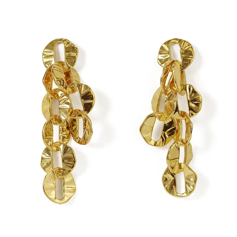 Real Gold Brass Earrings for Women European Style