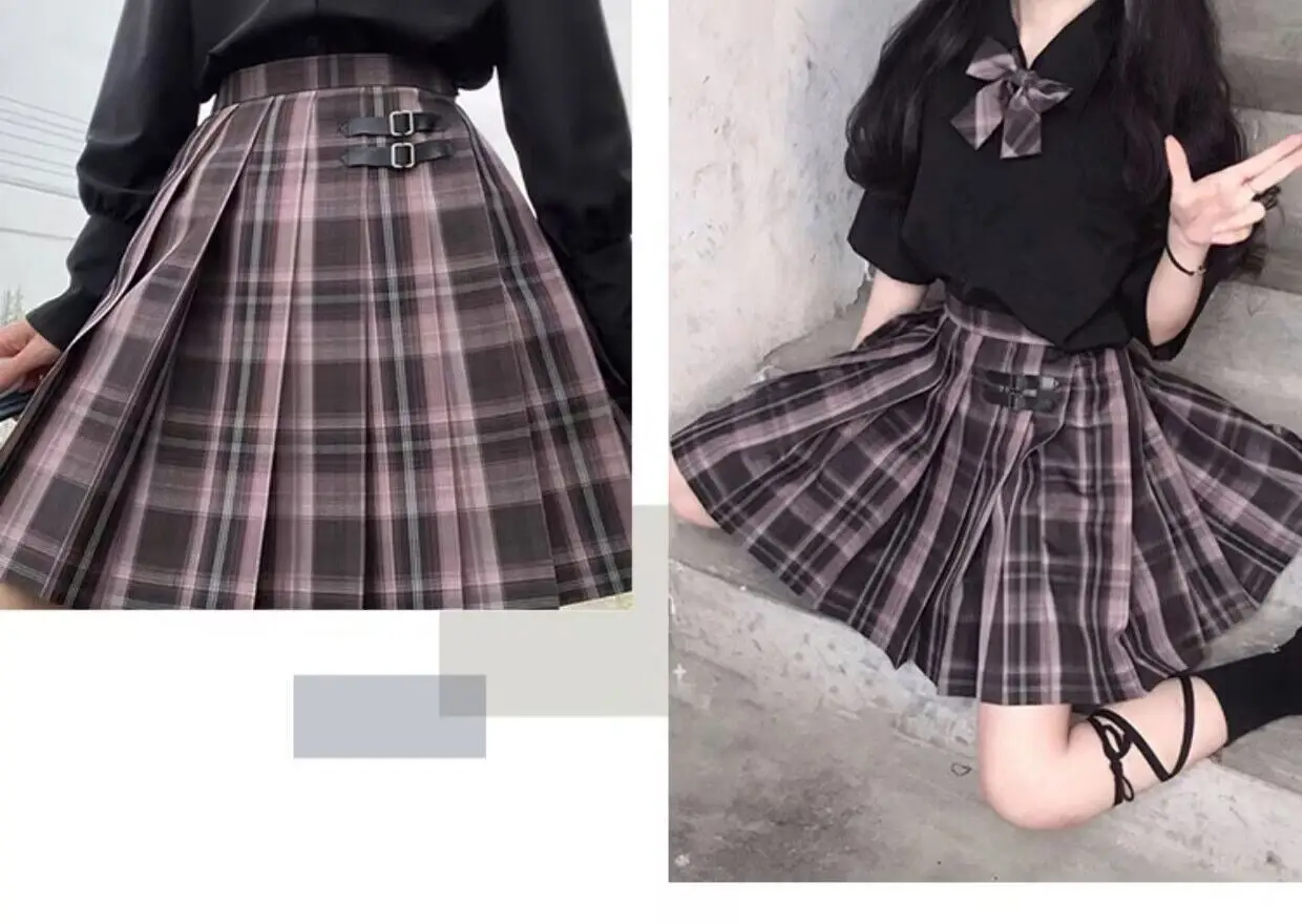 Japanese College Plaid Skirt Mountain Blowing Gentle One-Dao