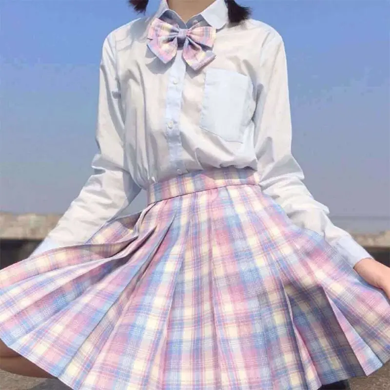 Japanese College Plaid Skirt Mountain Blowing Gentle One-Dao