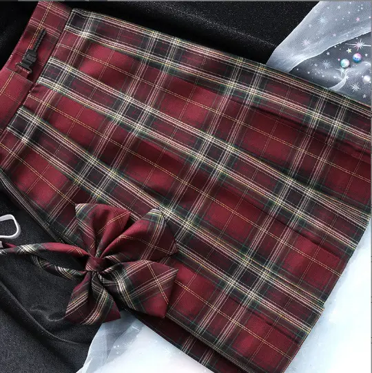 Japanese College Plaid Skirt Mountain Blowing Gentle One-Dao