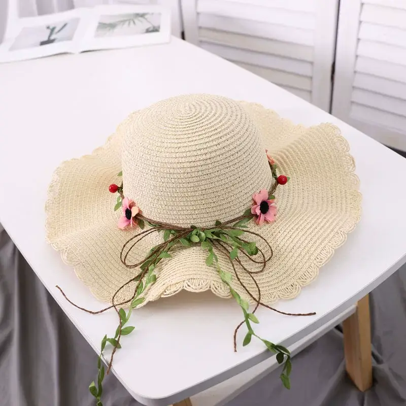 Straw Wave Hat for Women Summer Travel Beach Sun Protection — feature 19