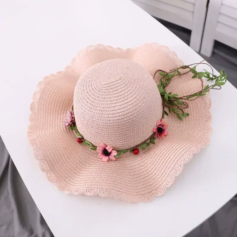 Straw Wave Hat for Women Summer Travel Beach Sun Protection — feature 34