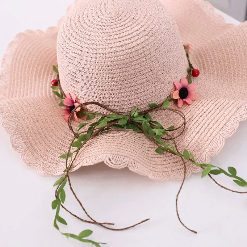 Straw Wave Hat for Women Summer Travel Beach Sun Protection — feature 36
