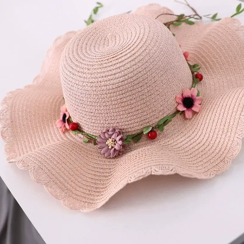 Straw Wave Hat for Women Summer Travel Beach Sun Protection — feature 37