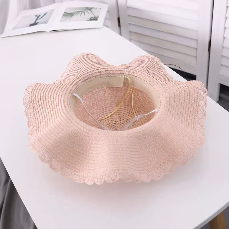 Straw Wave Hat for Women Summer Travel Beach Sun Protection — feature 38