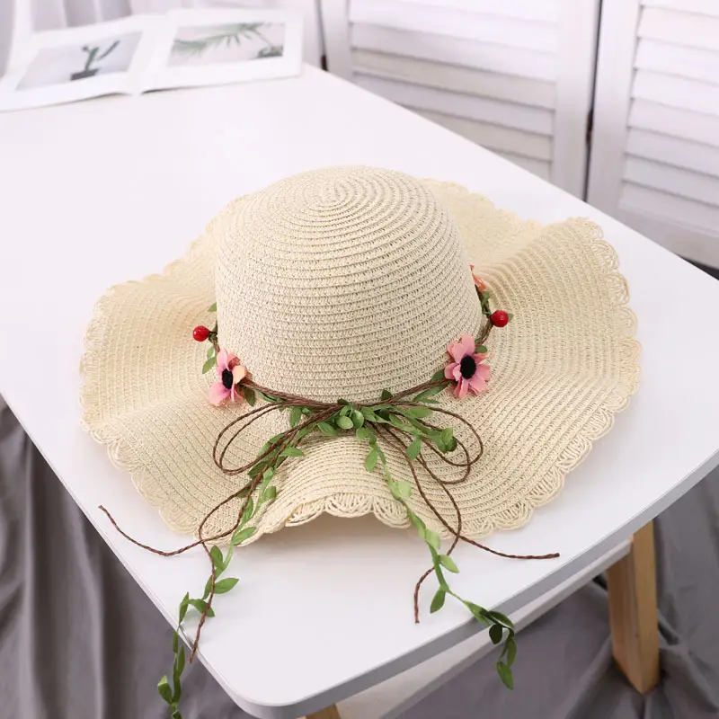 Straw Wave Hat for Women Summer Travel Beach Sun Protection - Image 2