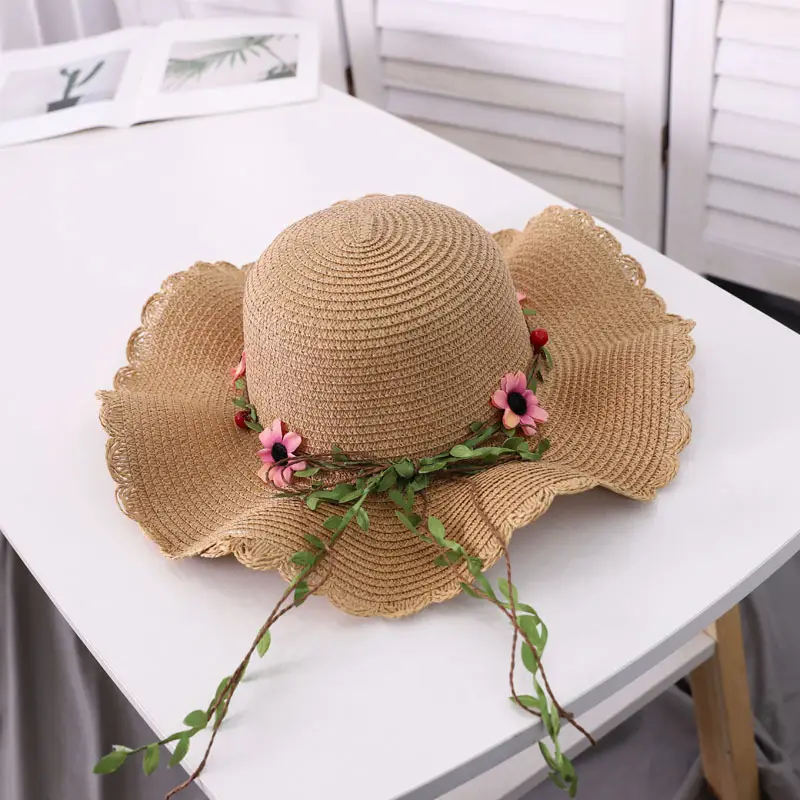Straw Wave Hat for Women Summer Travel Beach Sun Protection - Image 3