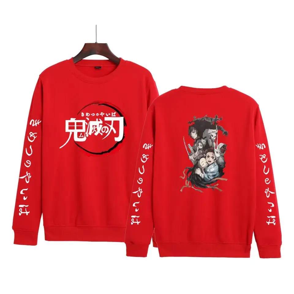 Red Anime-themed Sweatshirt Set for Boys Girls
