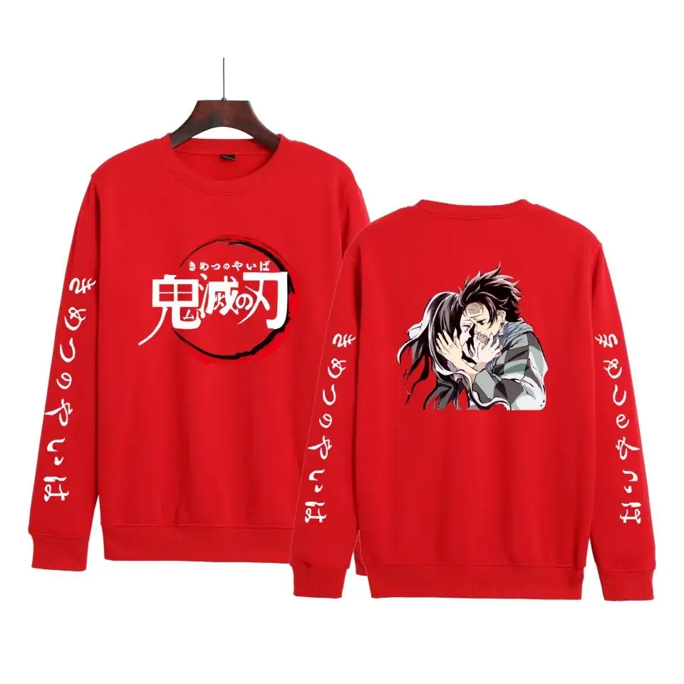 Red Anime-themed Sweatshirt Set for Boys Girls