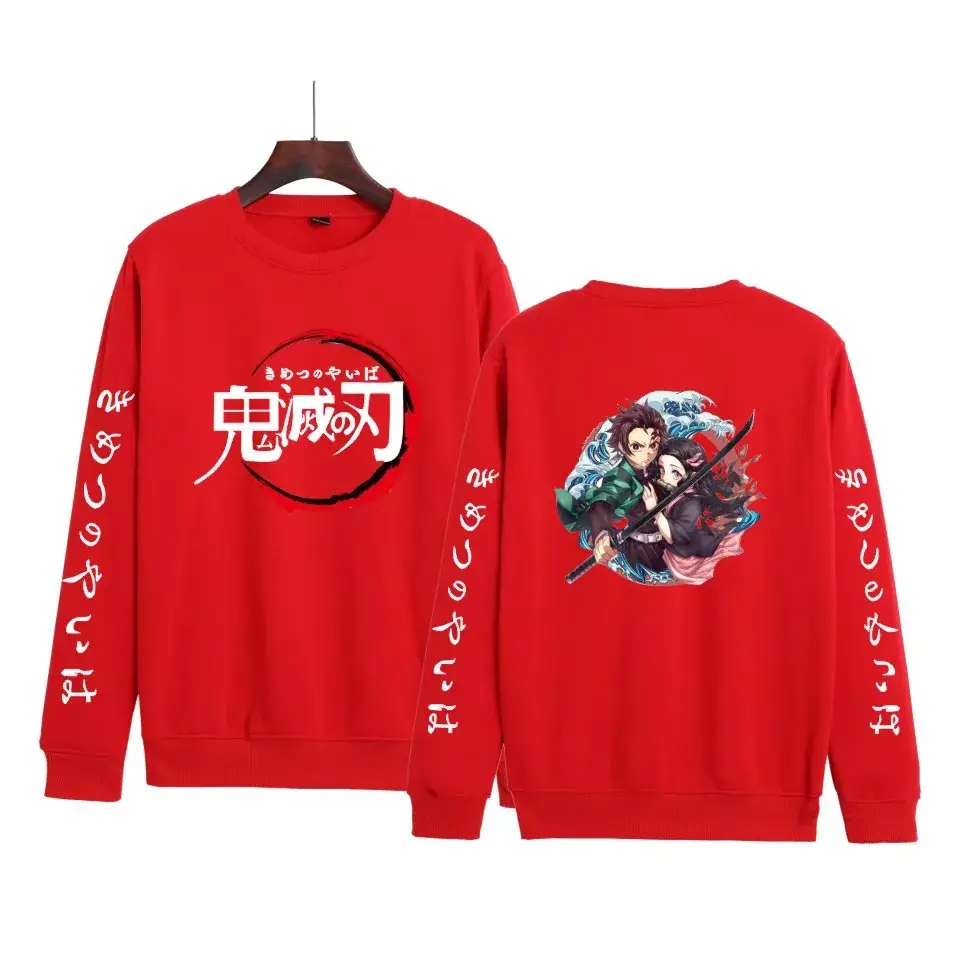 Red Anime-themed Sweatshirt Set for Boys Girls