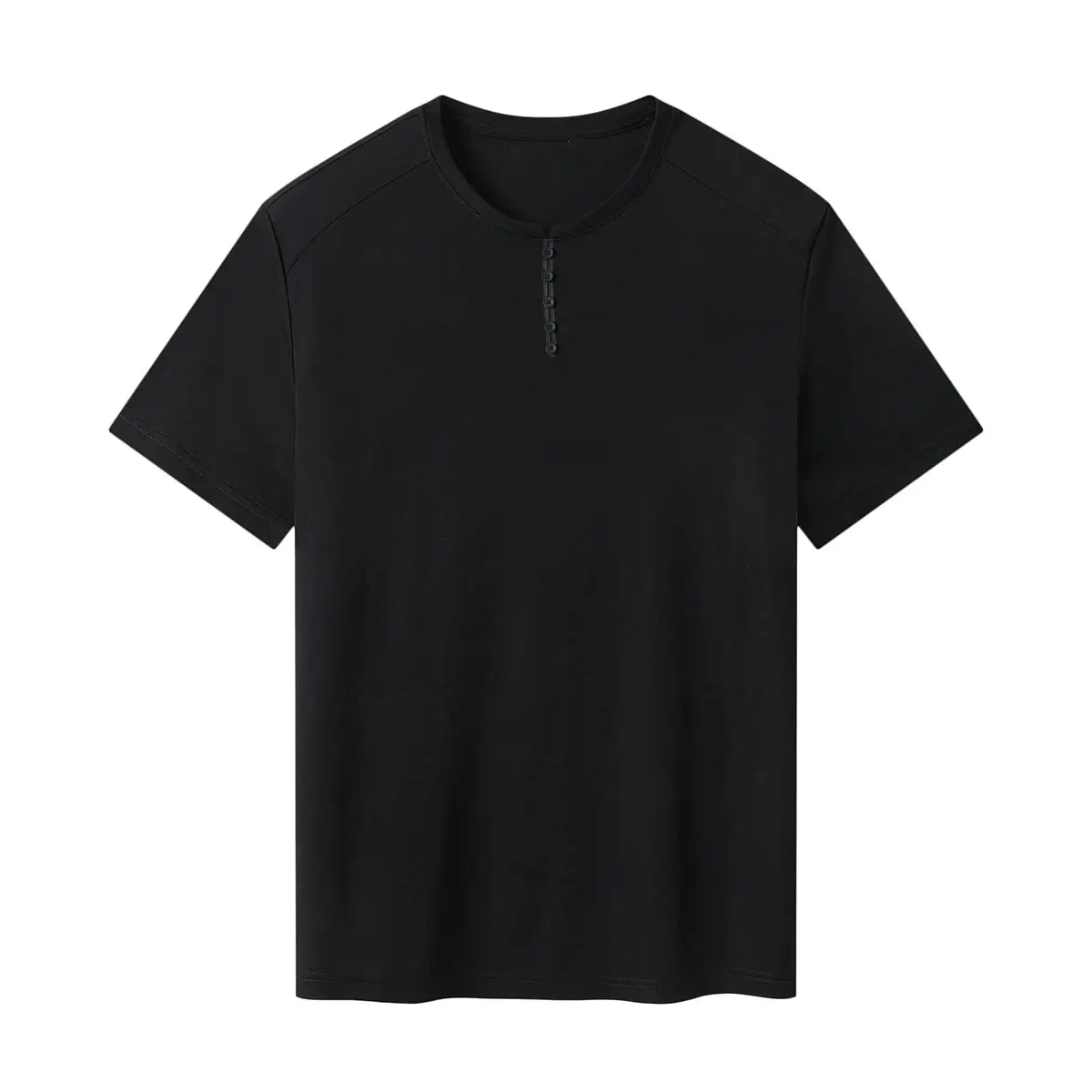 Men's Black Button T-Shirt Summer New - Image 2