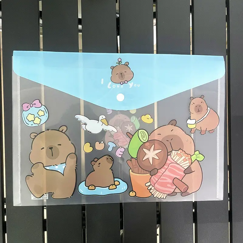 Creative Stationery Cute Cartoon File Bag A4 Cartoon Children's Buckle Bag File Set Clip Test Paper Bag Data Contract Bag