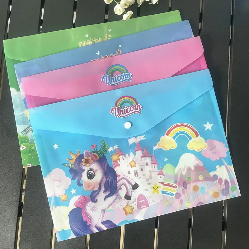 Creative Stationery Cute Cartoon File Bag A4 Cartoon Children's Buckle Bag File Set Clip Test Paper Bag Data Contract Bag