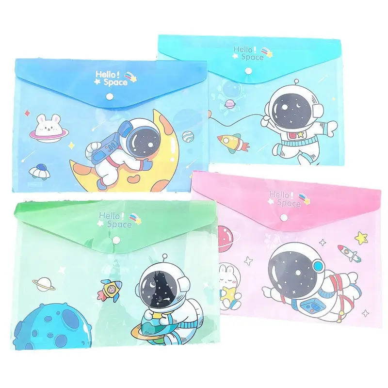 Creative Stationery Cute Cartoon File Bag A4 Cartoon Children's Buckle Bag File Set Clip Test Paper Bag Data Contract Bag
