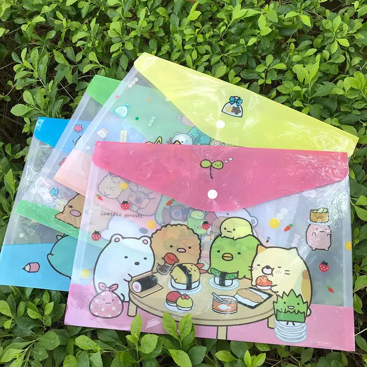 Creative Stationery Cute Cartoon File Bag A4 Cartoon Children's Buckle Bag File Set Clip Test Paper Bag Data Contract Bag