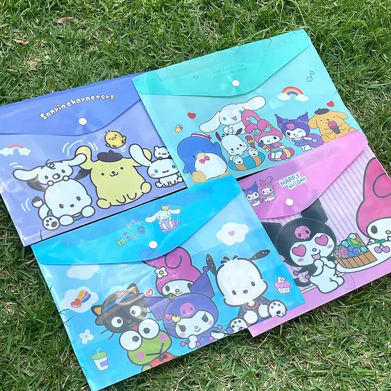 Creative Stationery Cute Cartoon File Bag A4 Cartoon Children's Buckle Bag File Set Clip Test Paper Bag Data Contract Bag