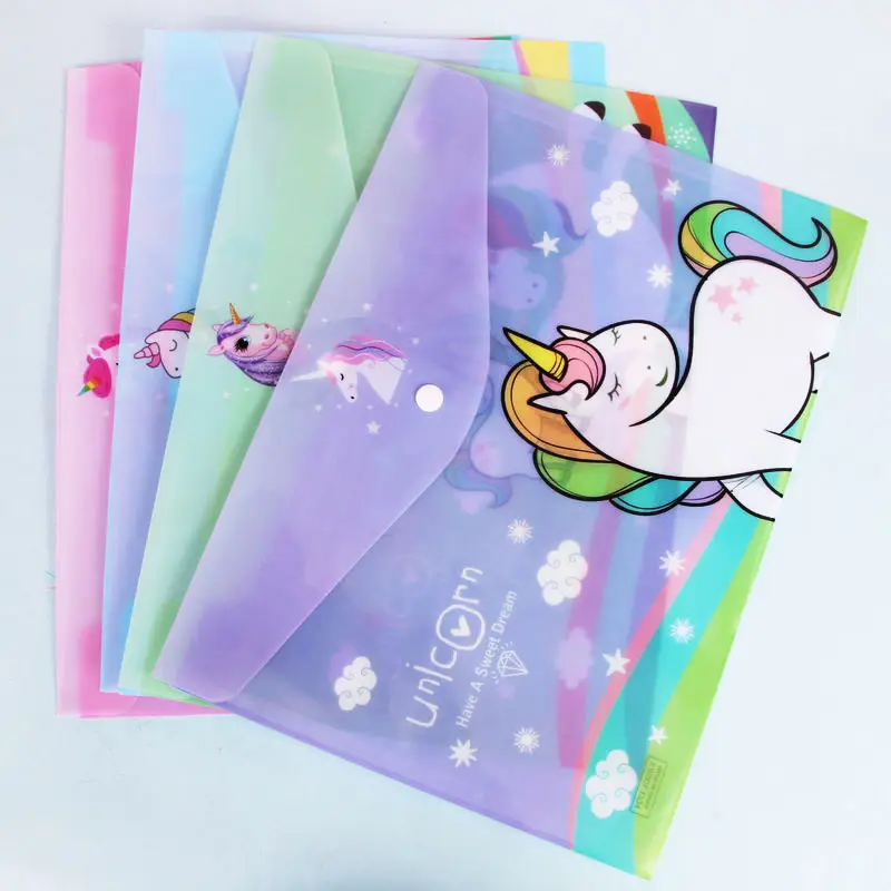 Creative Stationery Cute Cartoon File Bag A4 Cartoon Children's Buckle Bag File Set Clip Test Paper Bag Data Contract Bag