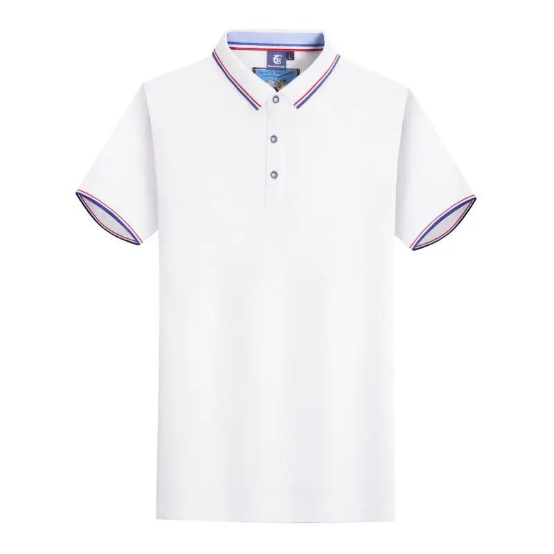 Men Blue Polo Shirt with Embroidered Collar