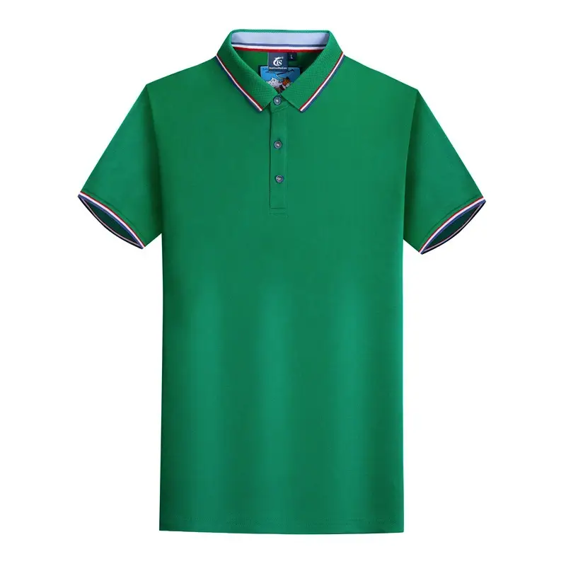 Men Blue Polo Shirt with Embroidered Collar