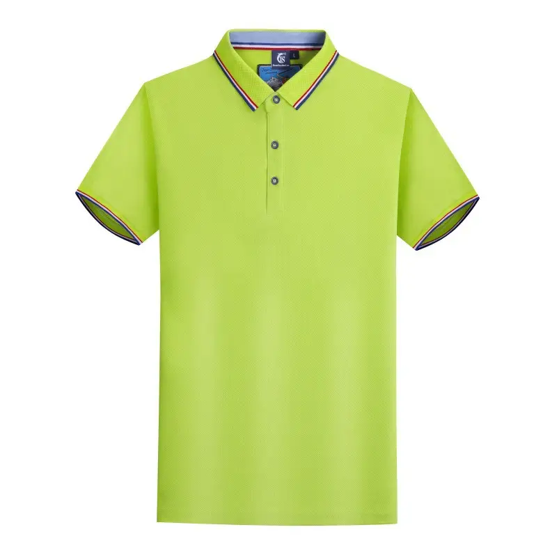 Men Blue Polo Shirt with Embroidered Collar