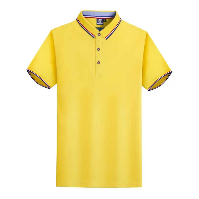 Men Blue Polo Shirt with Embroidered Collar