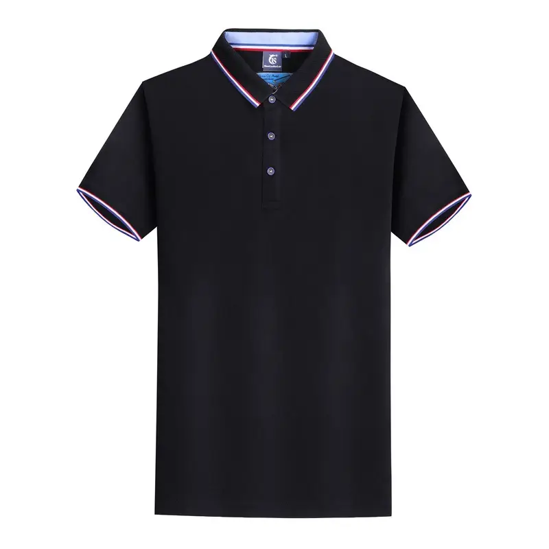 Men Blue Polo Shirt with Embroidered Collar