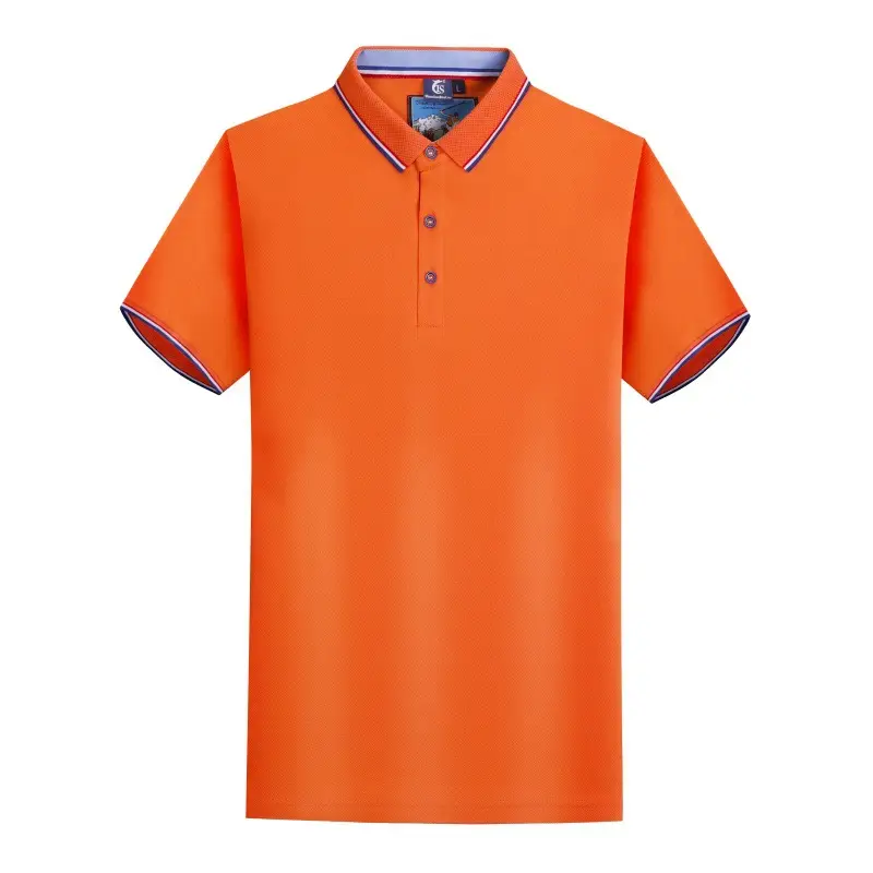 Men Blue Polo Shirt with Embroidered Collar