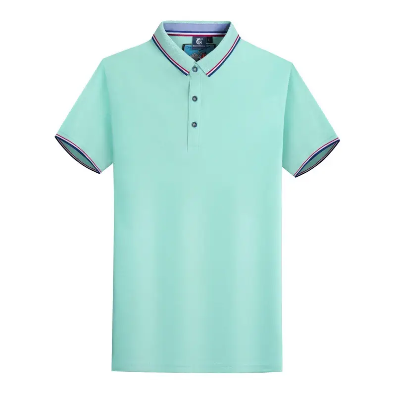 Men Blue Polo Shirt with Embroidered Collar