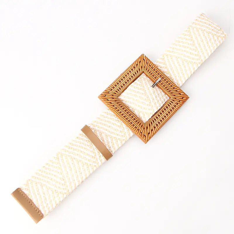 Square buckle khaki White