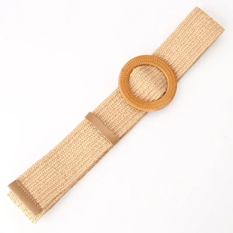 Women's Straw Belt with Wooden Buckle Large Size - Image 10