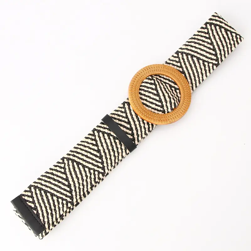 Women's Straw Belt with Wooden Buckle Large Size - Image 11