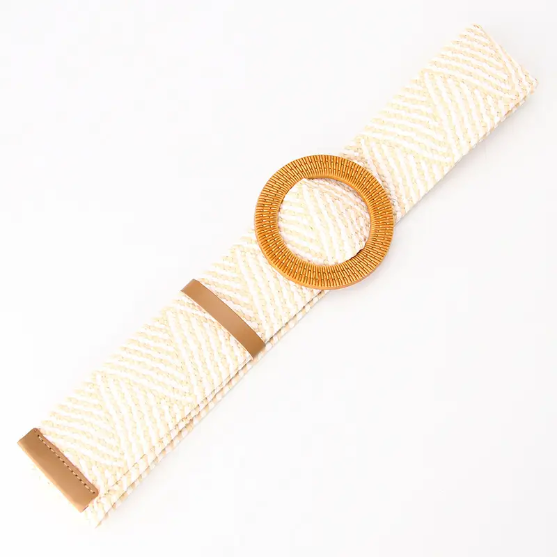 Women's Straw Belt with Wooden Buckle Large Size - Image 12