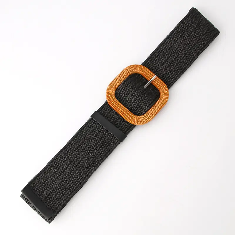 Women's Straw Belt with Wooden Buckle Large Size - Image 17