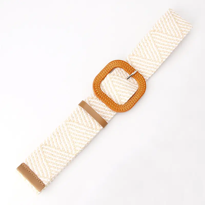 Women's Straw Belt with Wooden Buckle Large Size - Image 22