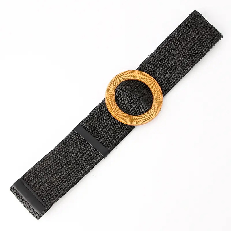 Women's Straw Belt with Wooden Buckle Large Size - Image 7