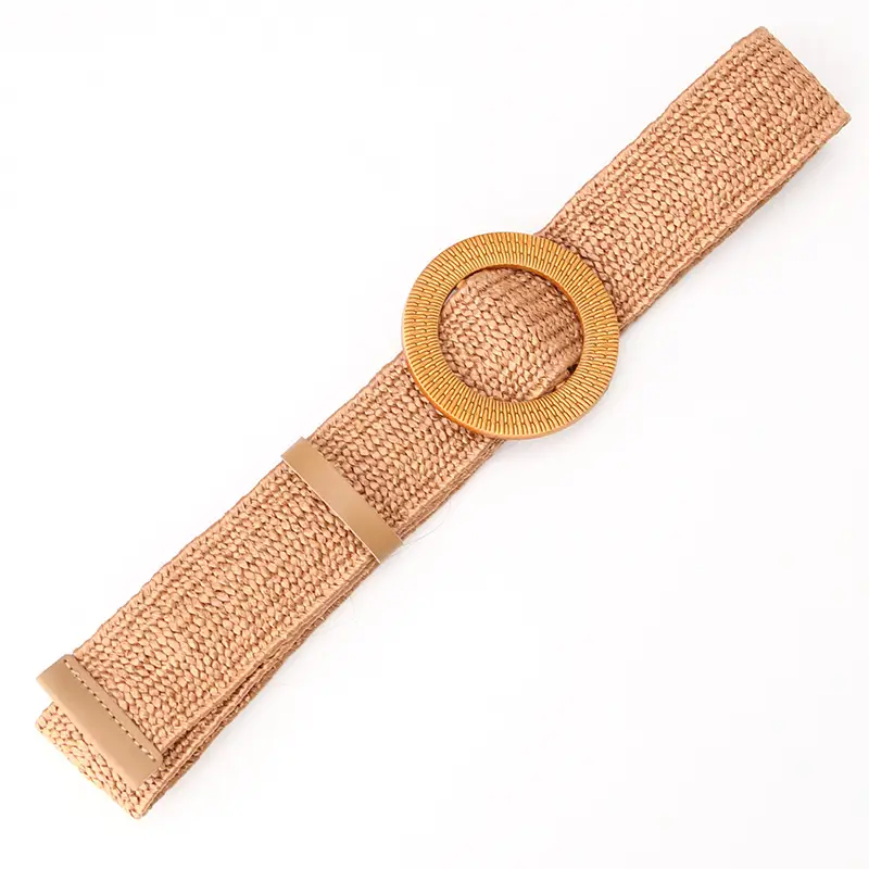 Women's Straw Belt with Wooden Buckle Large Size - Image 9