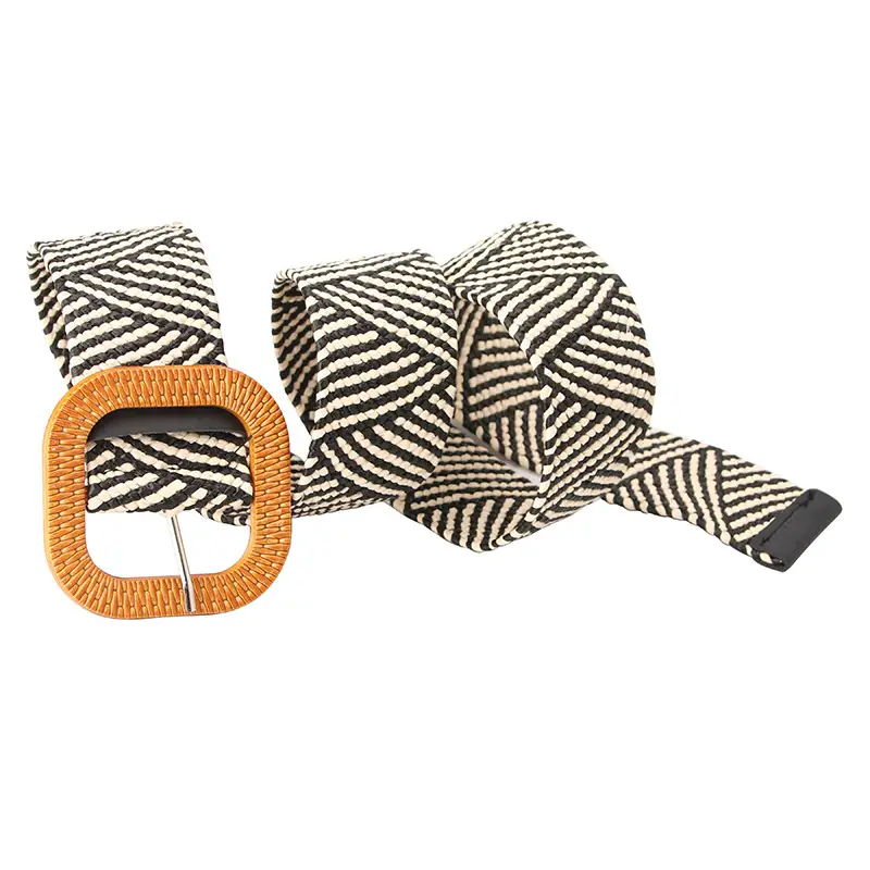 Women's Imitation Straw Belt with Round Buckle Design - Image 28