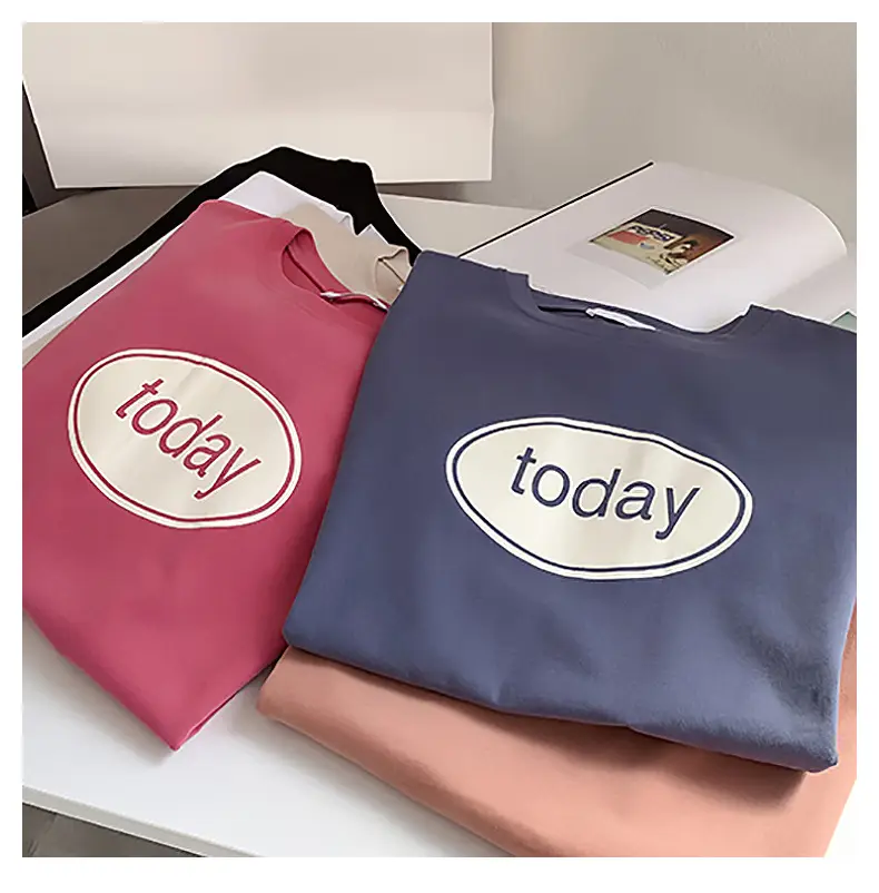 Women Pink T-Shirt with "Moday" Print 2025 Korean Style — feature 14