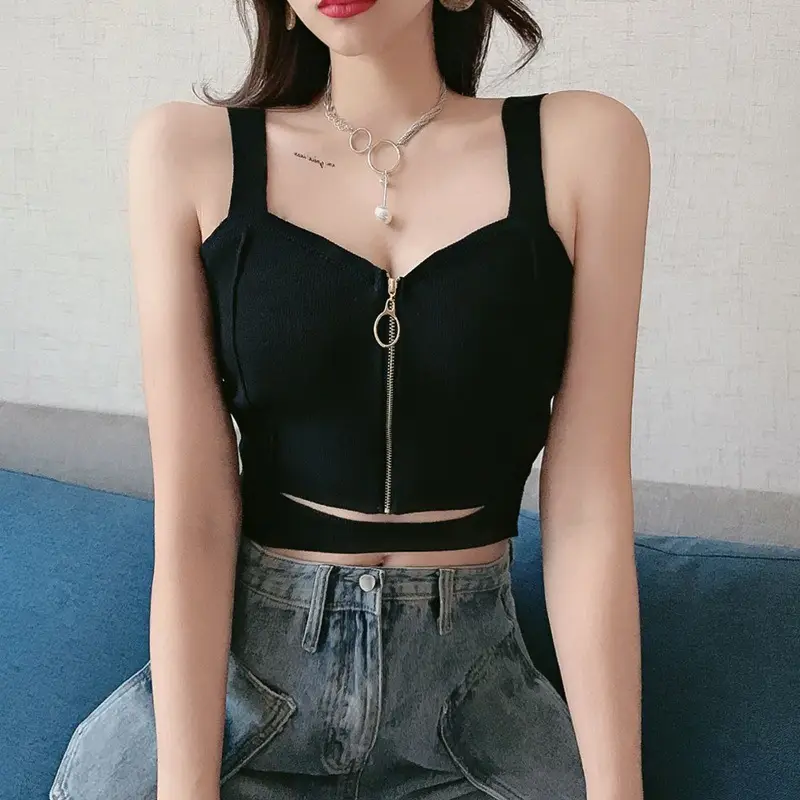Red Knitted Summer Top with Zip Front - Image 7
