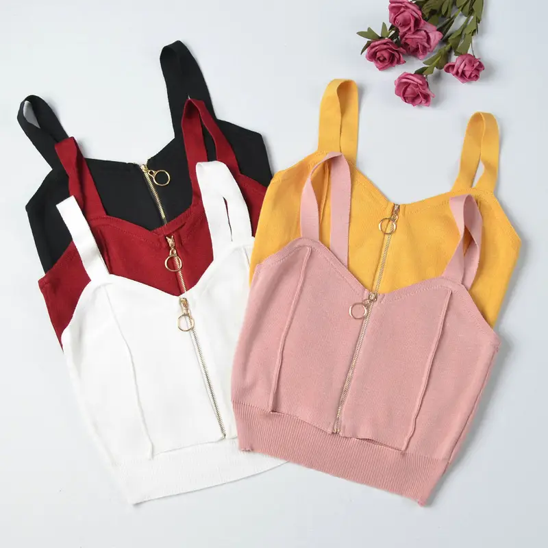 Red Knitted Summer Top with Zip Front - Image 9